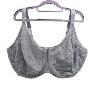 NEW Glamorise Full Figure Wonderwire Lace Comfort Bra Green Size 46I 9855